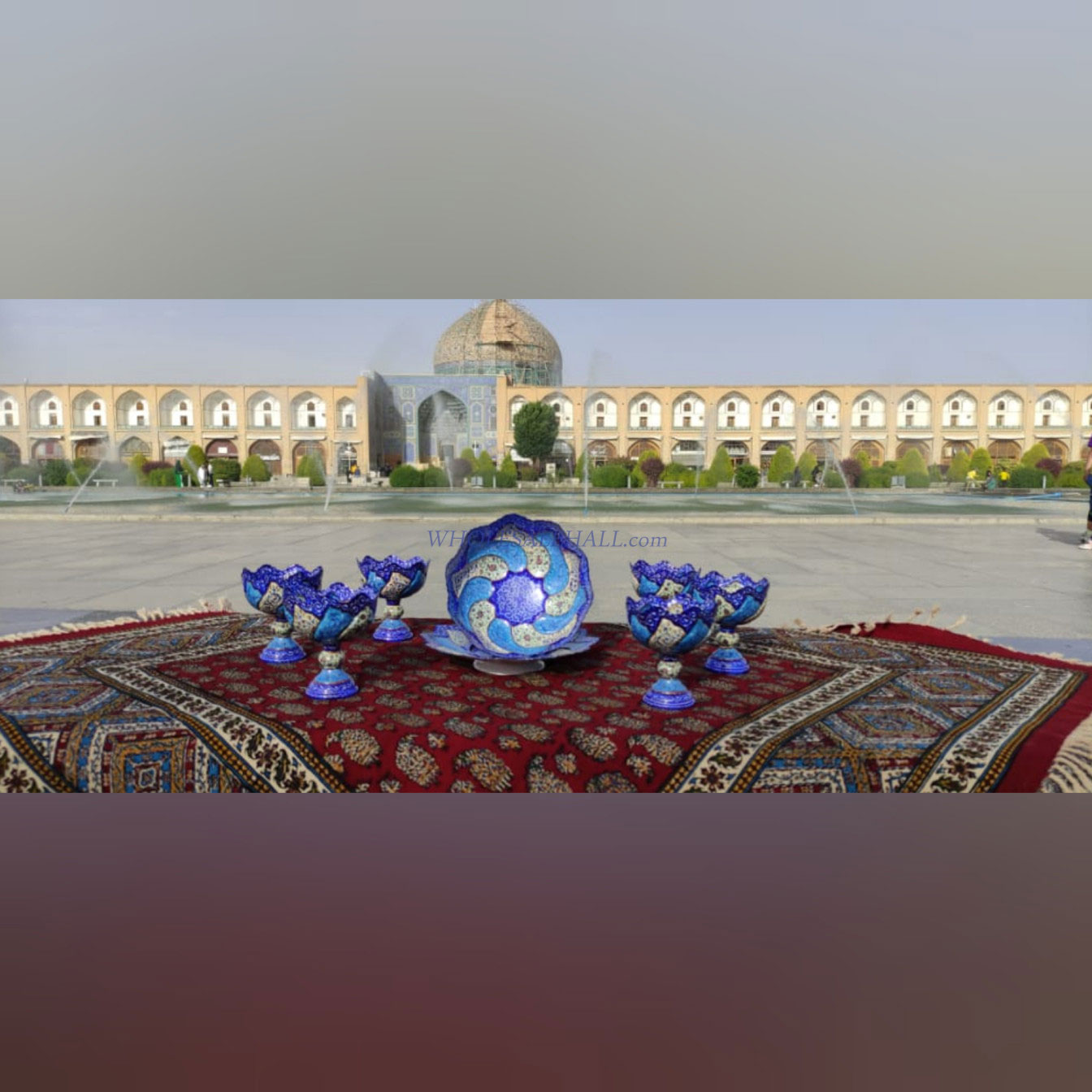خرید عمده ست بستنی خوری و کاسه و بشقاب مینا کاری 