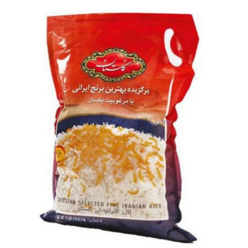 خرید عمده برنج طارم 5 كيلويي زيپ كيپ گلستان 