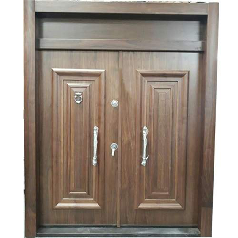 خرید عمده درب لابی دو لنگه گردو کد E55 با کتیبه