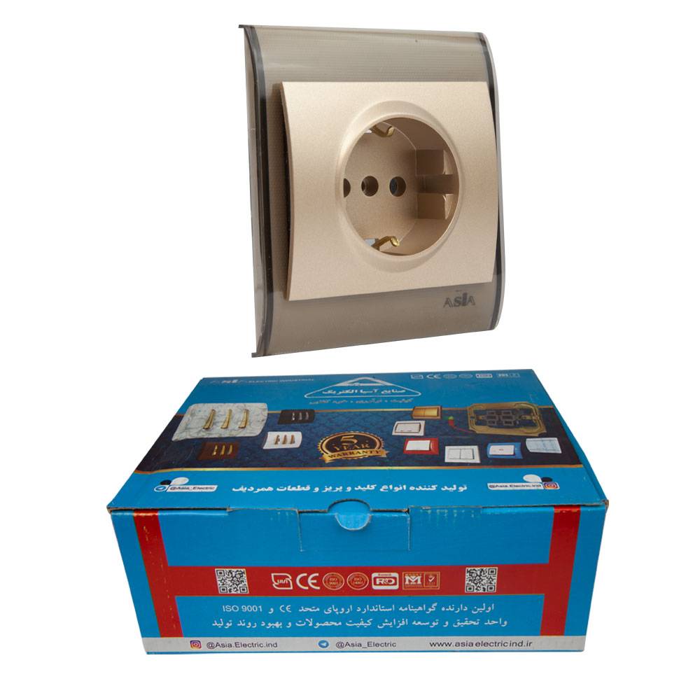 خرید عمده قاب پریز برق ارت دار آمیتیس دودی آسیا الکتریک