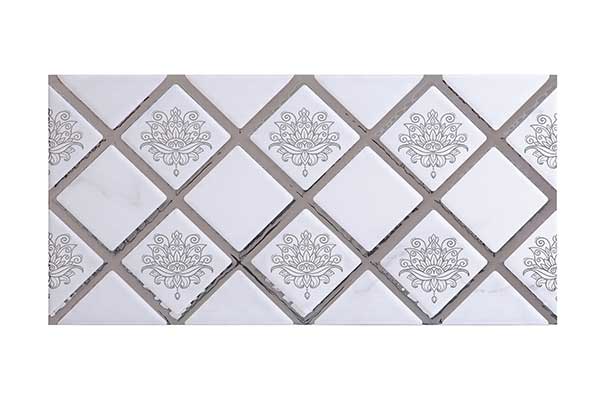 خرید عمده کاشی بين کابينتي مدل تک گل کاردان طرحدار نقره ای 
