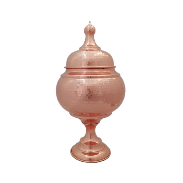 خرید عمده  آجیل خوری مسی گنبدی پایه دار کد ZH213.3 سایز 33*12*12 برند صبا مس
