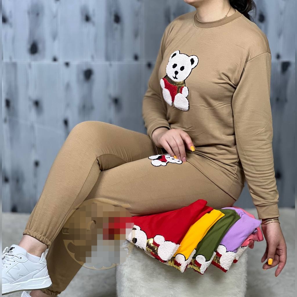 خرید عمده ست بلوز شلوار زنانه جنس دورس طرح تدی 