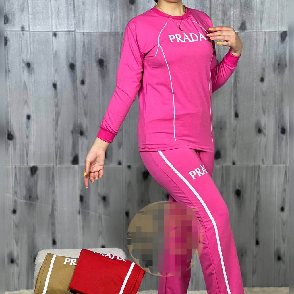 خرید عمده ست بلوز شلوار زنانه جنس دورس طرح PRADA
